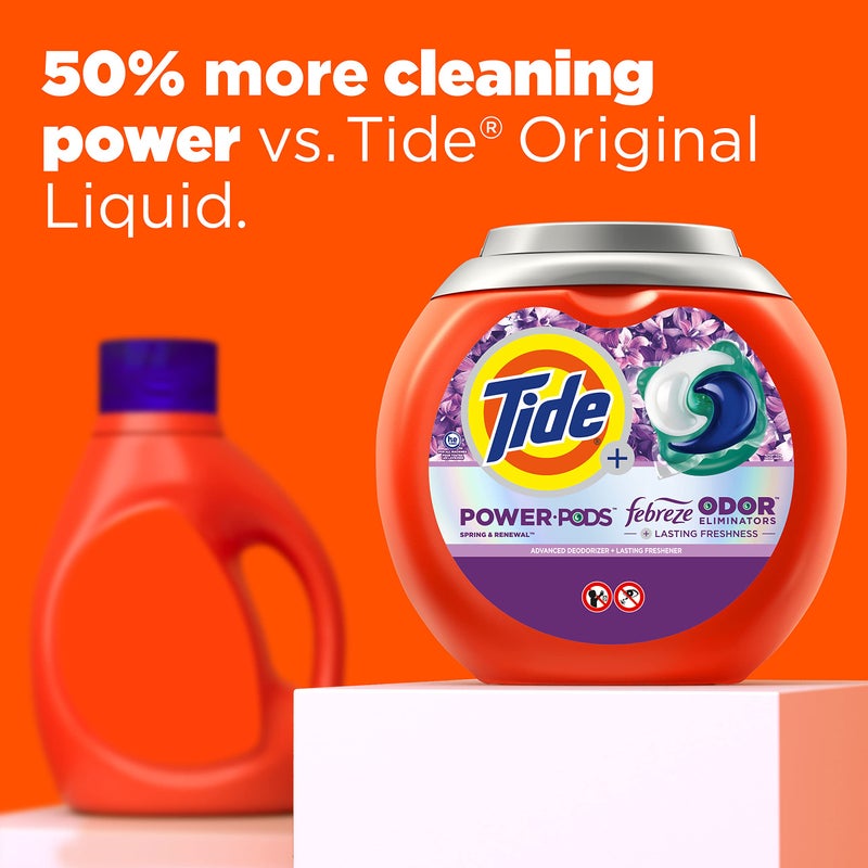 Tide Power Pods with Febreze Laundry Detergent Pacs, 63 Count, Spring & Renewal Scent, All-Day Freshness - Image 5