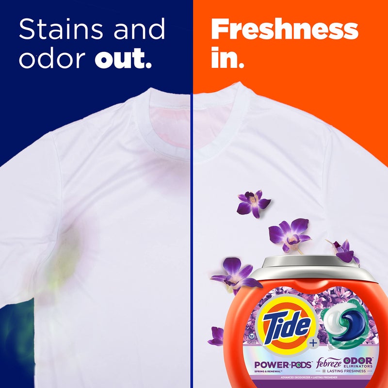 Tide Power Pods with Febreze Laundry Detergent Pacs, 63 Count, Spring & Renewal Scent, All-Day Freshness - Image 2