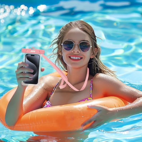 JOTO 2 Pack Waterproof Phone Pouch Case Up to 7", IPX8 Underwater Phone Case Cellphone Dry Bag for iPhone 17/Air 16 15 14 13 12 Pro Max Xs Max XR X 8 7 6S Plus SE/Galaxy S24 S23 S22 S21 -Blackpink - Image 5