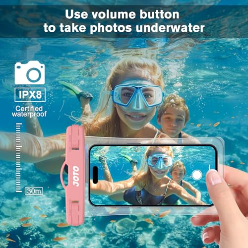 JOTO 2 Pack Waterproof Phone Pouch Case Up to 7", IPX8 Underwater Phone Case Cellphone Dry Bag for iPhone 17/Air 16 15 14 13 12 Pro Max Xs Max XR X 8 7 6S Plus SE/Galaxy S24 S23 S22 S21 -Blackpink - Image 2