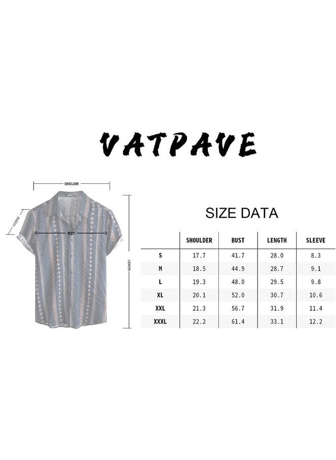 VATPAVE Mens Casual Hawaiian Floral Shirts Short Sleeve Button Down Tropical Shirts Beach Summer Shirts 3X-Large Black Beige  - Image 2