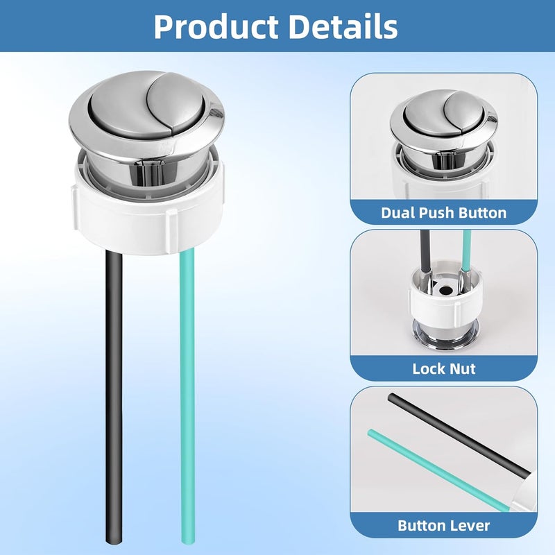 PIHIL Store 38mm Toilet Push Button Replacement, Dual Flushing Toilet Push Button Spare Parts, Compatible with Geberit & Kohler Part, Satin Chrome, Easy to install, 2Pack - Image 3