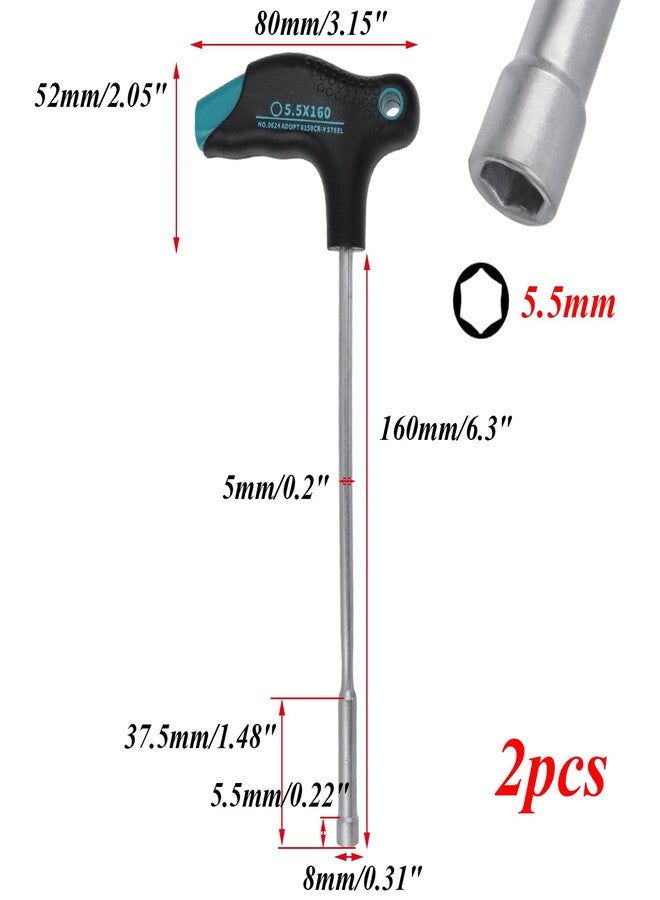 Antrader 5.5mm T-Handle Hex Nut Driver, Chrome Vanadium Steel Socket Wrench Screwdriver, Magnetic Tip Tightening and Loosening Tool with 6.3-Inch Shaft - Image 3