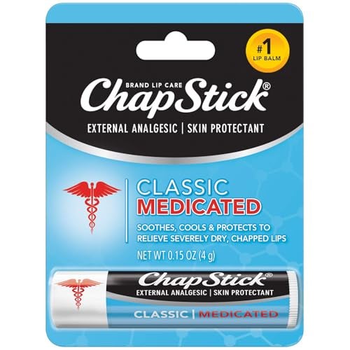 ChapStick Classic Medicated Lip Balm â€“ External Analgesic, Skin Protectant for Dry Lips & Cold Sore Pain Relief, 0.15 Oz Ea - Image 1