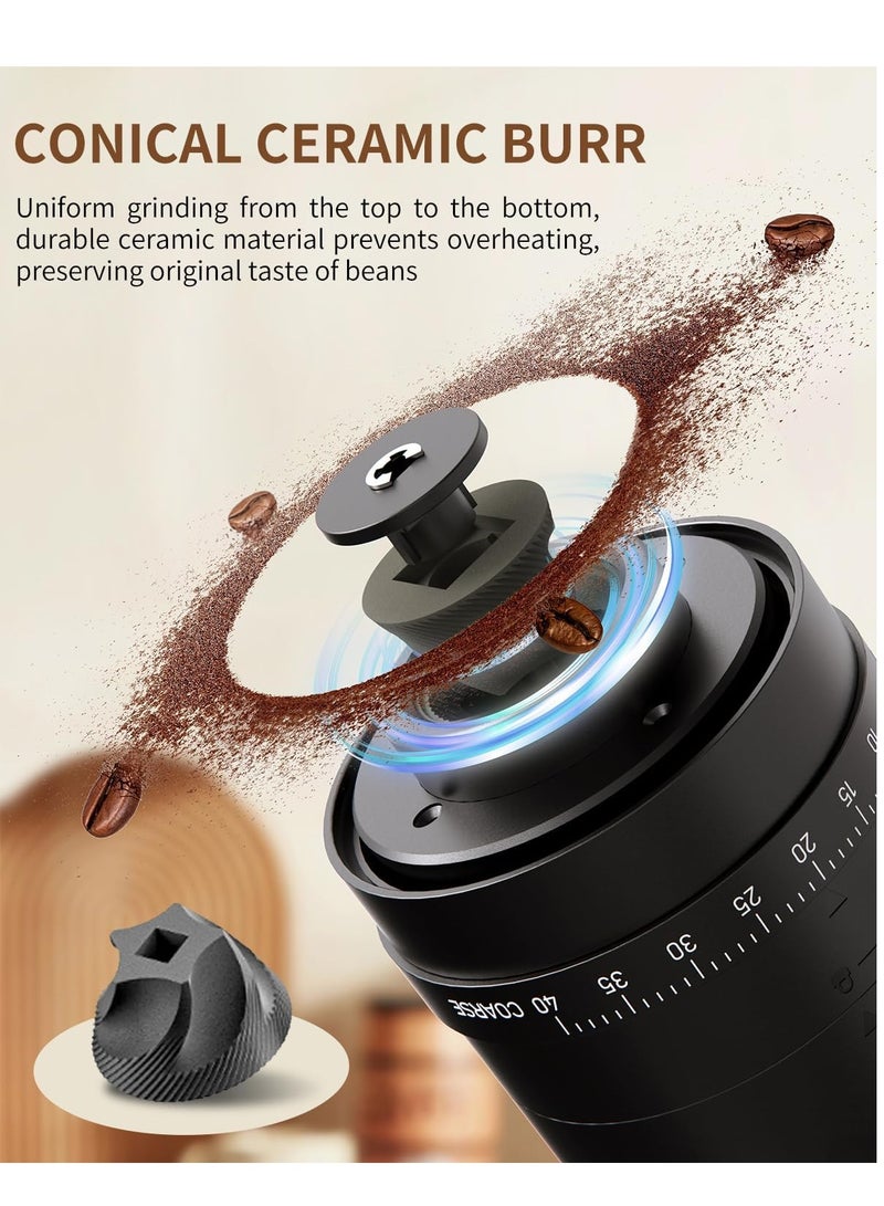 XiuWoo Portable Burr Coffee Grinder – Rechargeable Electric Coffee Grinder with 40 Adjustable Settings, Ceramic Conical Burr, 35g Capacity, Ideal for Espresso, Travel & Office - Image 3