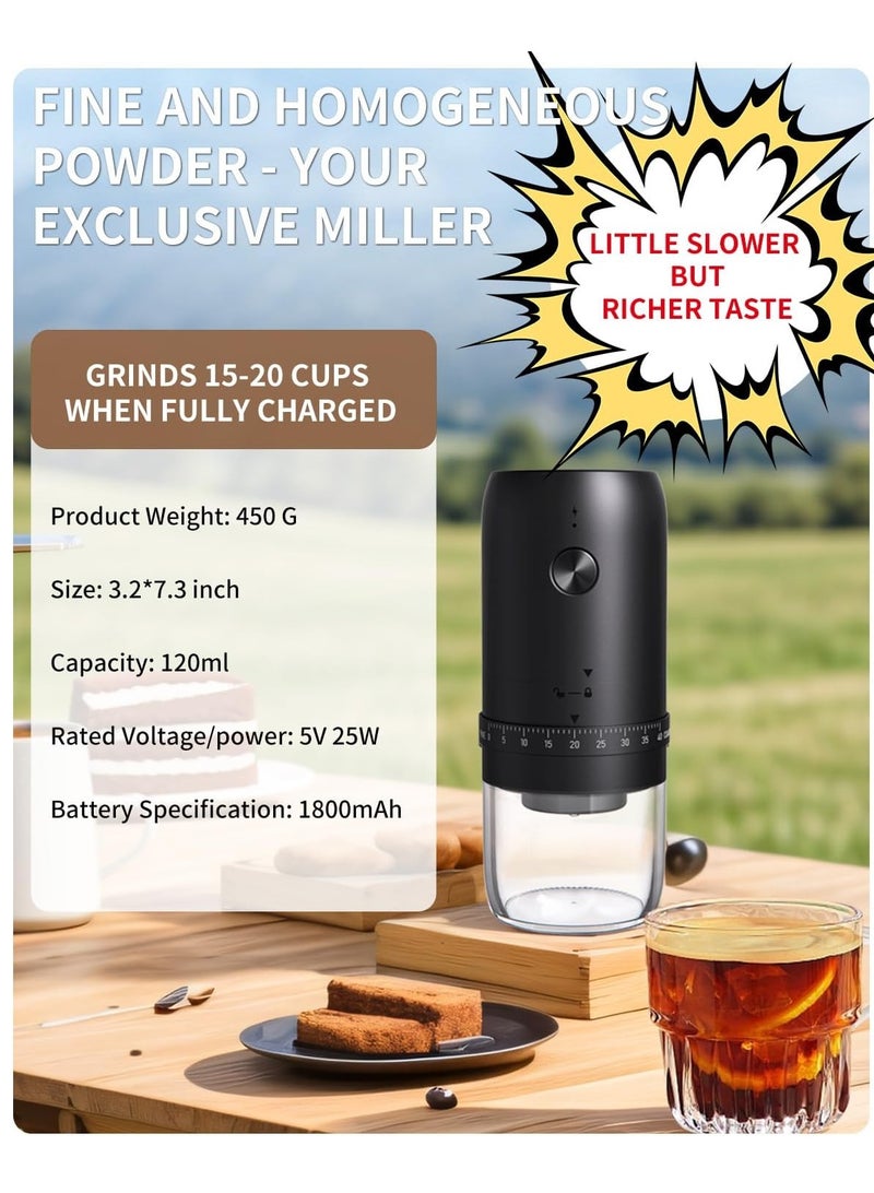 XiuWoo Portable Burr Coffee Grinder – Rechargeable Electric Coffee Grinder with 40 Adjustable Settings, Ceramic Conical Burr, 35g Capacity, Ideal for Espresso, Travel & Office - Image 4