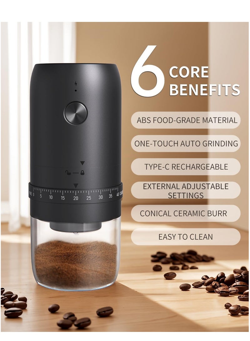XiuWoo Portable Burr Coffee Grinder – Rechargeable Electric Coffee Grinder with 40 Adjustable Settings, Ceramic Conical Burr, 35g Capacity, Ideal for Espresso, Travel & Office - Image 5