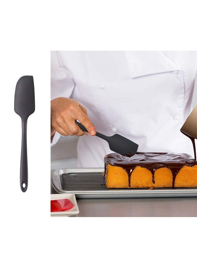 P-Plus International Silicone Spatula Set 4-pcs - 446ºF Heat-Resistant Baking Spoon Spatula - Seamless One-Piece Design Easy to Clean - Non-Stick Silicone Stainless Steel Core (Spatula 4A Black) - Image 2