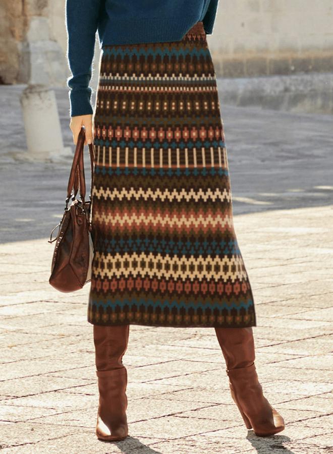 تايك تو تنورة ميدي ضيقة على الجسم بطبعة عرقية - Image 4