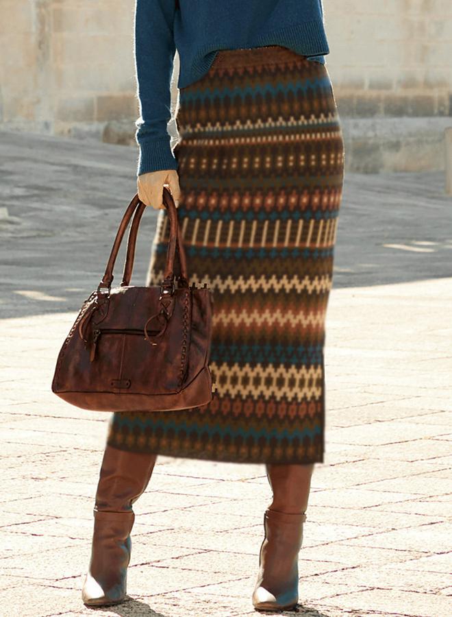 تايك تو تنورة ميدي ضيقة على الجسم بطبعة عرقية - Image 1