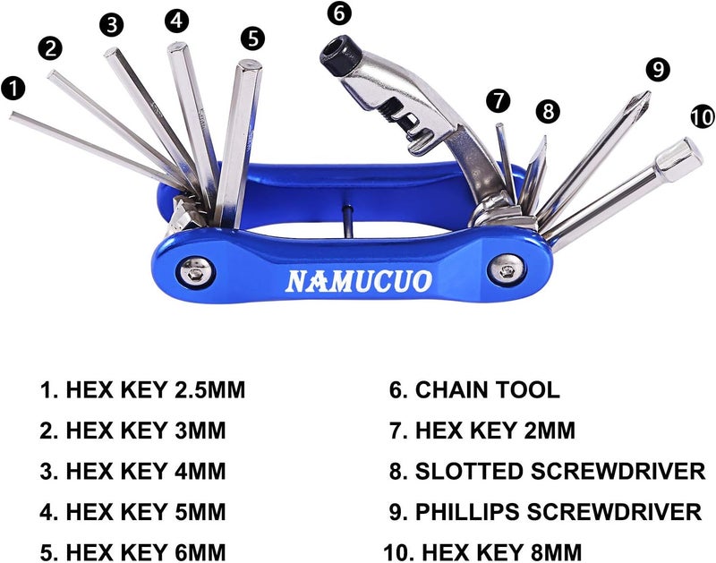 YBEKI 10-in-1 Bike Repair Kit with, 3-in-1 Tire Levers, Glueless Patches, Multifunctional Bone Wrench & Waterproof Saddle Bag | Compact Bicycle Multi-Tool Kit for Emergency Roadside Repairs - Image 3