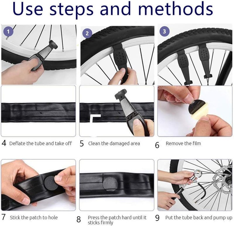 YBEKI 10-in-1 Bike Repair Kit with, 3-in-1 Tire Levers, Glueless Patches, Multifunctional Bone Wrench & Waterproof Saddle Bag | Compact Bicycle Multi-Tool Kit for Emergency Roadside Repairs - Image 5