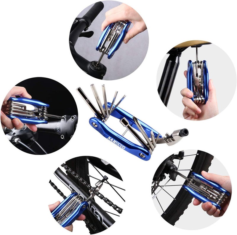 YBEKI 10-in-1 Bike Repair Kit with, 3-in-1 Tire Levers, Glueless Patches, Multifunctional Bone Wrench & Waterproof Saddle Bag | Compact Bicycle Multi-Tool Kit for Emergency Roadside Repairs - Image 2