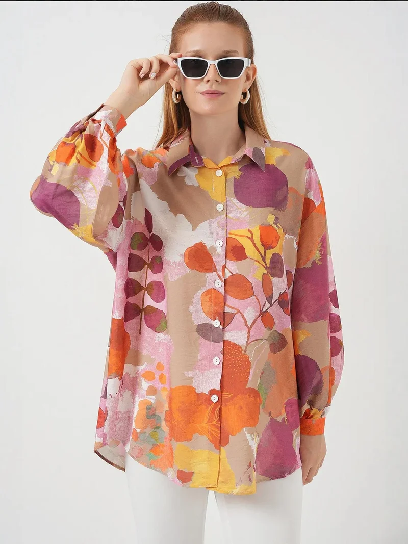 بيغ دارت قميص بأزرار كبير مطبوع بالزهور