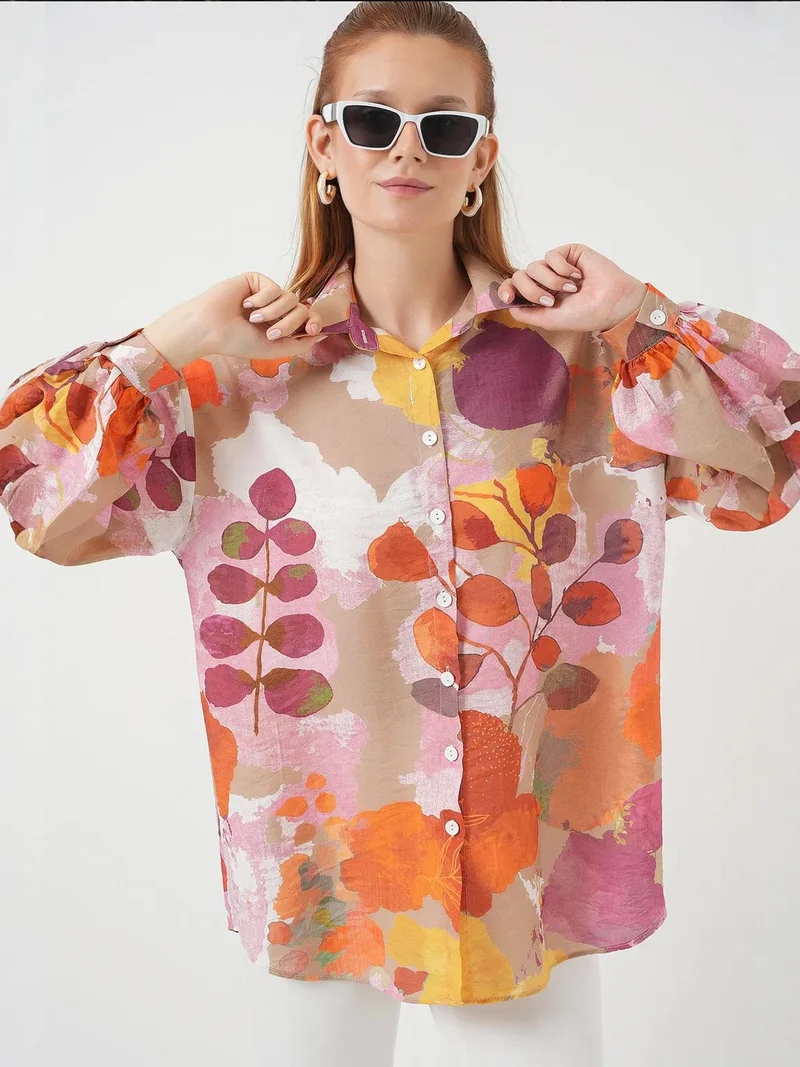 بيغ دارت قميص بأزرار كبير مطبوع بالزهور