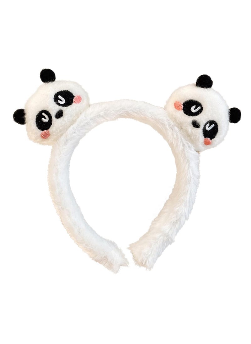 AEGYPIUS AEGYPIUS Plush Panda Headband Panda Animal Ears Pandaheadband Bear Ears Headband Cartoon Animal Ears Hair Accessories for Women Girls Spa Makeup White 