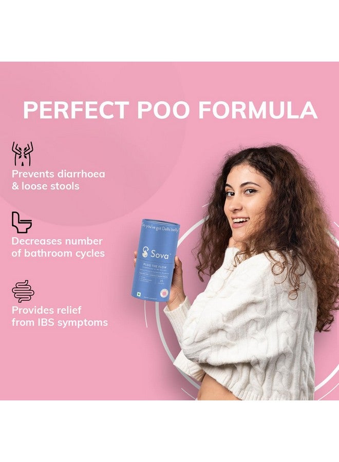 Sova Plug The Flow For Men & Women | Ibs Relief | Prevent Loose Stools, Diarrhea, Upset Stomach | Clinically Researched Prebiotics, Probiotics & Digestive Enzymes | 5 Billion Cfus | 15 Vegan Sachets - Image 2