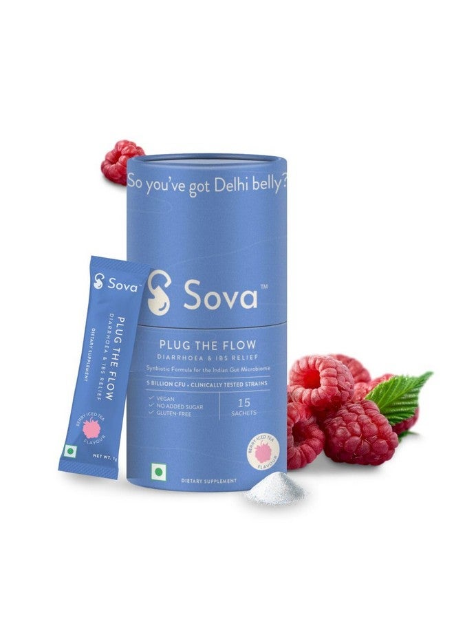 Sova Plug The Flow For Men & Women | Ibs Relief | Prevent Loose Stools, Diarrhea, Upset Stomach | Clinically Researched Prebiotics, Probiotics & Digestive Enzymes | 5 Billion Cfus | 15 Vegan Sachets - Image 1