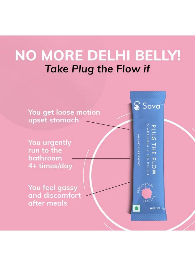 Sova Plug The Flow For Men & Women | Ibs Relief | Prevent Loose Stools, Diarrhea, Upset Stomach | Clinically Researched Prebiotics, Probiotics & Digestive Enzymes | 5 Billion Cfus | 15 Vegan Sachets - Image 3