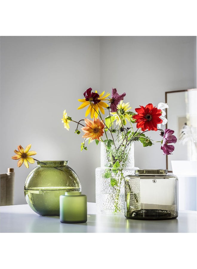 Glass Vase 16 cm, Green-Brown, Mouth-Blown Decorative Flower Vase, Warm Transparent Glass Vase for Fresh Flowers, Bouquets and Home Decor, Table Centerpiece - Image 5