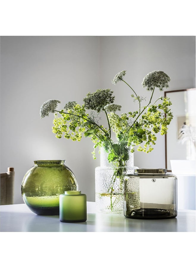 Glass Vase 16 cm, Green-Brown, Mouth-Blown Decorative Flower Vase, Warm Transparent Glass Vase for Fresh Flowers, Bouquets and Home Decor, Table Centerpiece - Image 4