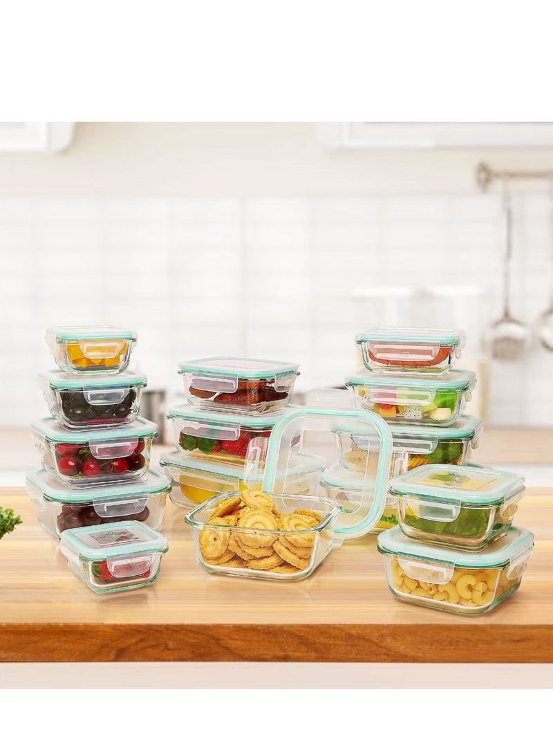 15 Pack Glass Food Storage Containers with Lids, Glass Meal Prep Containers Set with Leak Proof Lids, Airtight Lunch Container for Kitchen, Microwave, Oven, Freezer, Dishwasher Safe - Image 2
