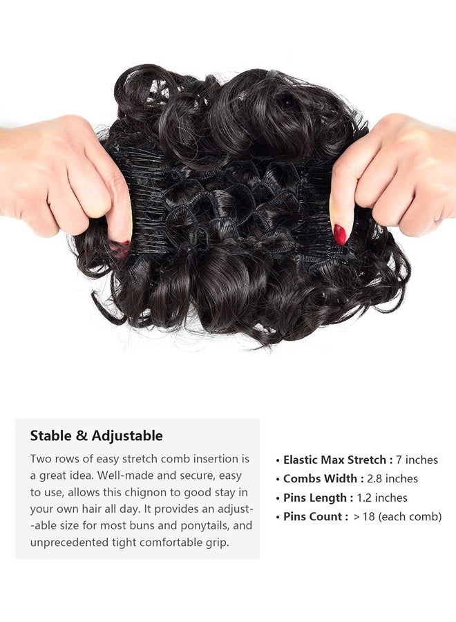 Rose bud Chignon Hairpiece Curly Bun Extensions Scrunchie Updo Hair Pieces Synthetic Combs in Messy Bun Hair Piece for Women - Image 3