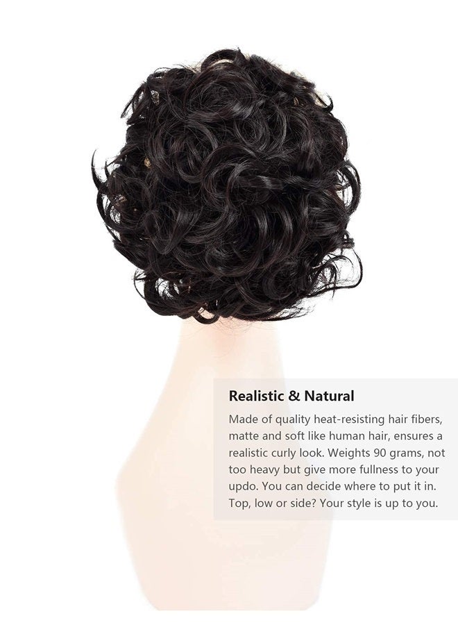 Rose bud Chignon Hairpiece Curly Bun Extensions Scrunchie Updo Hair Pieces Synthetic Combs in Messy Bun Hair Piece for Women - Image 4