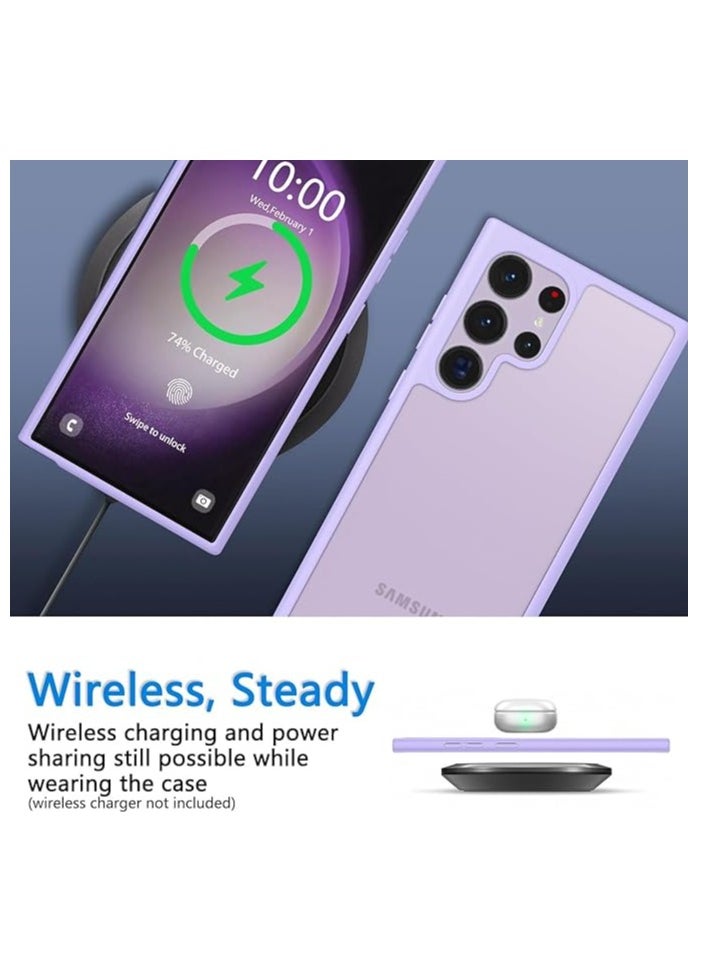 YoYoTech Designed for Samsung Galaxy S24 Ultra Case 6.8", [Top Grade Protection][Ultimate Silky Touch] Translucent Matte Hard Back & Soft Bumper Case for Galaxy S24 Ultra Case-Purple  - Image 3