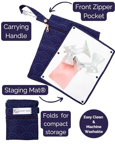 Sarah Wells Pumparoo Wet Dry Bag for Breast Pump Parts Compact Organizer with Waterproof Pocket Staging Mat Fridge Hack Machine Washable Pumping Accessory Deco - Image 3