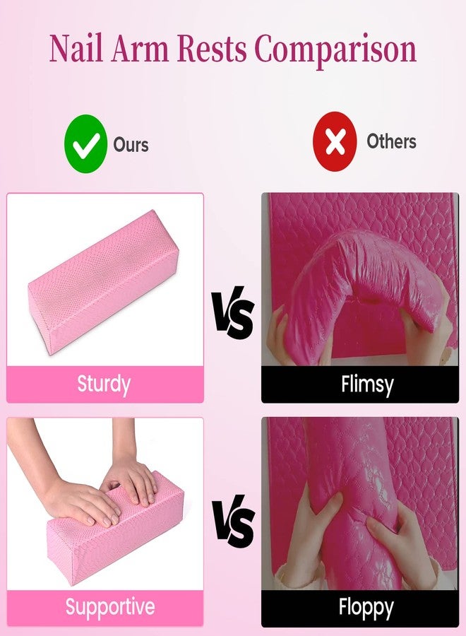 Merterfly Arm Rest for Nails, Easy to Clean Nail Armrest Pillow for Acrylic Nails Sturdy PU Leather Hand Rest Cusion Holder Cute Soft Waterproof for Nail Tech (Black) - Image 3
