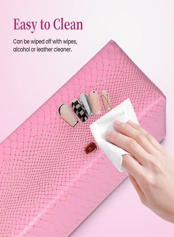 Merterfly Arm Rest for Nails, Easy to Clean Nail Armrest Pillow for Acrylic Nails Sturdy PU Leather Hand Rest Cusion Holder Cute Soft Waterproof for Nail Tech (Black) - Image 2