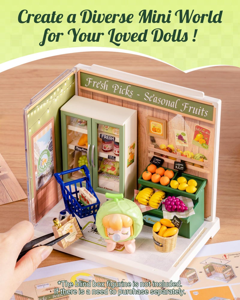 Rolife Super Creator Mini Series Fruits Shop, DIY Plastic Miniature Kits Retail Store Series, Mini Model House Building Set for Teens Aged 14+, DIY Crafts/Hobbies for Adults (Nature Energy Fruits) - Image 3