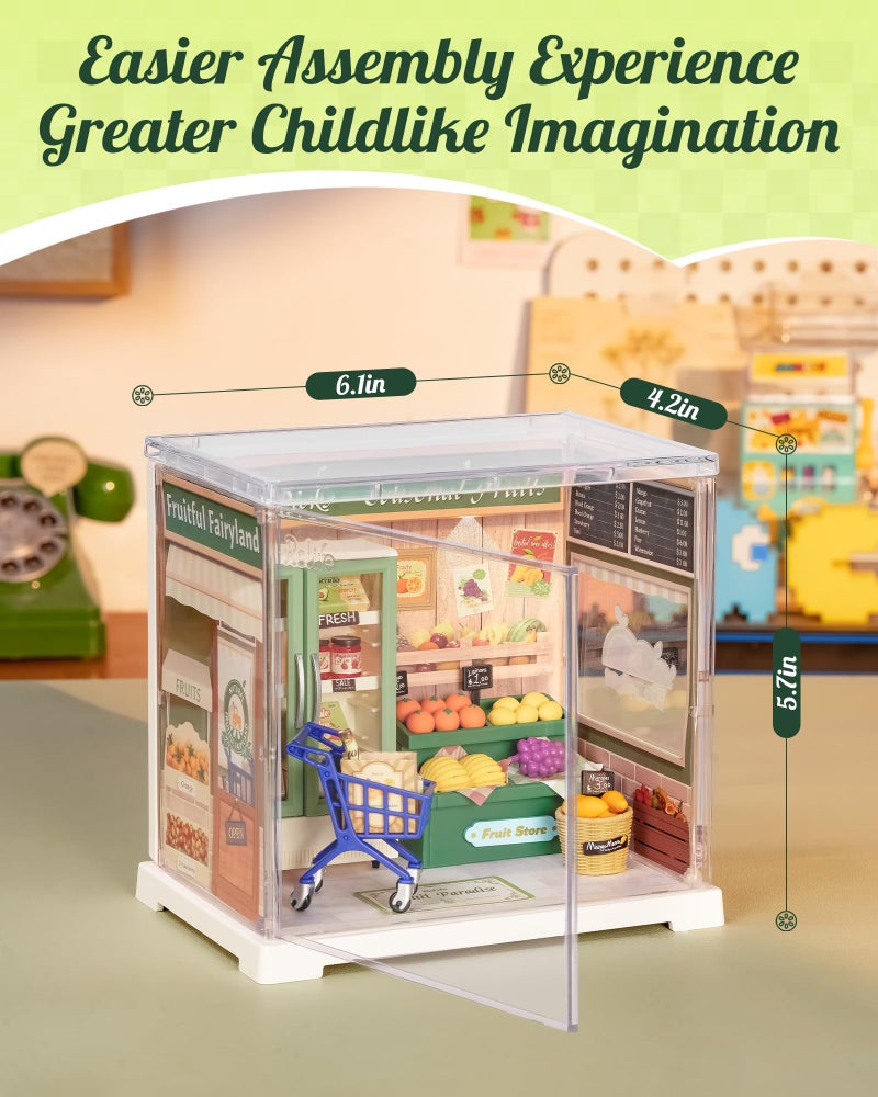 Rolife Super Creator Mini Series Fruits Shop, DIY Plastic Miniature Kits Retail Store Series, Mini Model House Building Set for Teens Aged 14+, DIY Crafts/Hobbies for Adults (Nature Energy Fruits) - Image 5