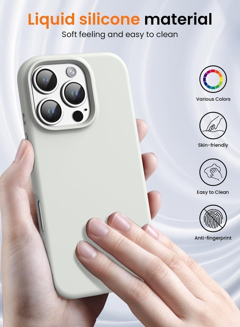 غطاء حماية من سائل السيليكون لهاتف هاتف ايفون 16 برو ماكس 6.9 بوصة أنه جراب هاتف واقٍ كامل الجسم ناعم الملمس كما أنه مضاد للخدش ومقاوم للصدمات مع بطانة من الألياف الدقيقة - Image 2