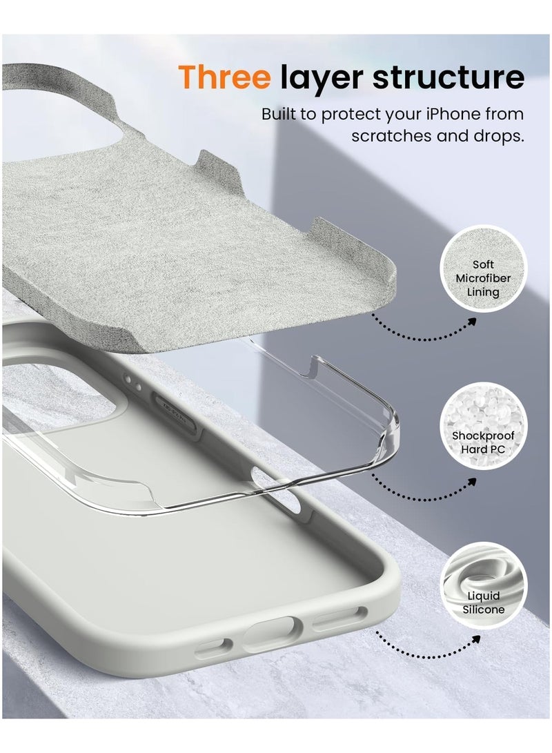 غطاء حماية من سائل السيليكون لهاتف هاتف ايفون 16 برو ماكس 6.9 بوصة أنه جراب هاتف واقٍ كامل الجسم ناعم الملمس كما أنه مضاد للخدش ومقاوم للصدمات مع بطانة من الألياف الدقيقة - Image 4