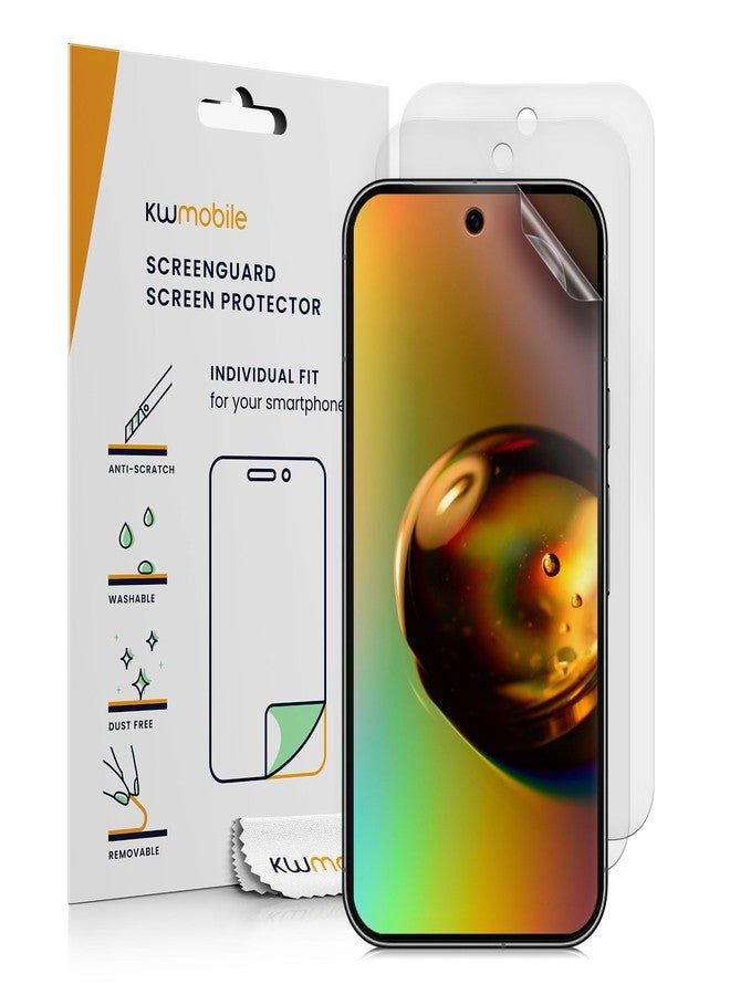 kwmobile Set of 3 Screen Protectors Compatible with Google Pixel 9a - Anti-Glare Anti-Fingerprint Display Films - Matte - Image 1