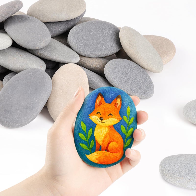 Simetufy Rocks for Painting 40 PCS Bulk 3.3-4.5 Inch, Large River Rocks for Painting, Rock Painting for Kids, Smooth and Flat Painting Rocks for DIY & Arts - Image 1