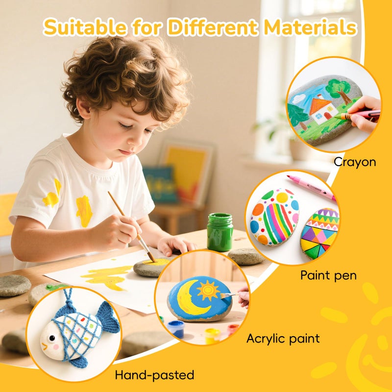 Simetufy Rocks for Painting 40 PCS Bulk 3.3-4.5 Inch, Large River Rocks for Painting, Rock Painting for Kids, Smooth and Flat Painting Rocks for DIY & Arts - Image 4