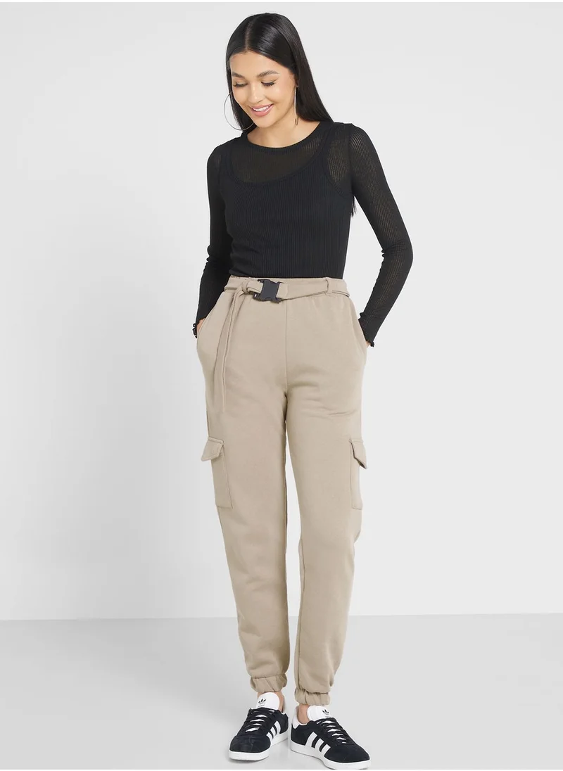 boohoo Belted Pocket Detail Pants