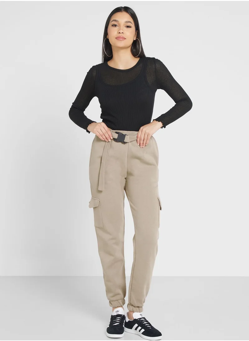 boohoo Belted Pocket Detail Pants