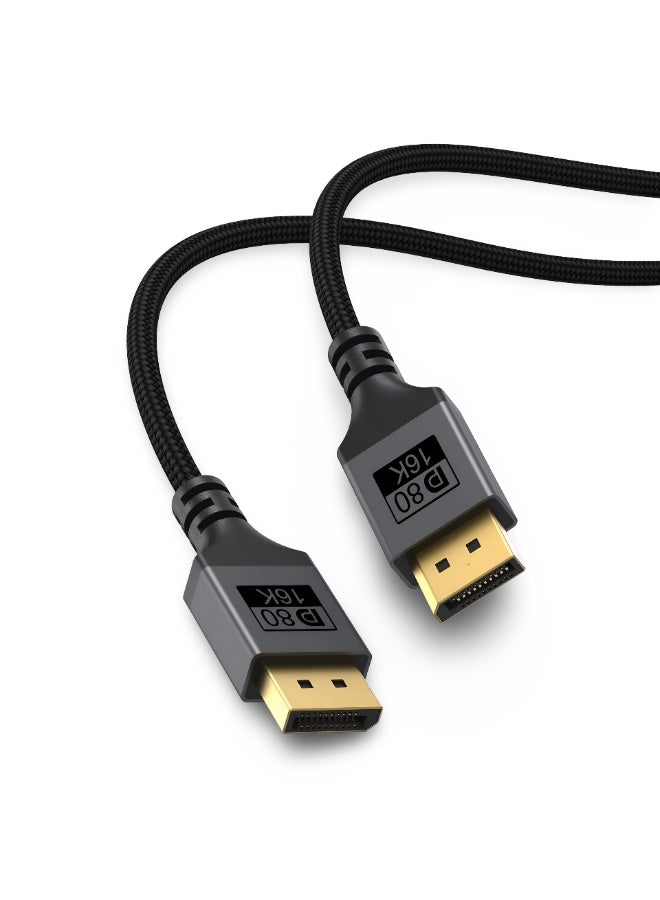 سيزمي ✦ كابل DisplayPort 2.1 بدقة 16K بسرعة فائقة 80Gbps بطول 1 متر | يدعم DP80 UHBR20 بسرعة 80Gbps | يدعم 16K@60Hz و8K@240Hz | يدعم VRR وALLM وeARC وHDCP وG-Sync | مناسب لأجهزة الكمبيوتر وبطاقات الرسومات والشاشات وأجهزة العرض وأجهزة الألعاب | تصميم بدون قفل (Latch-Free) | اللون رمادي | تصميم مضفّر | بطول 1 متر - Image 5