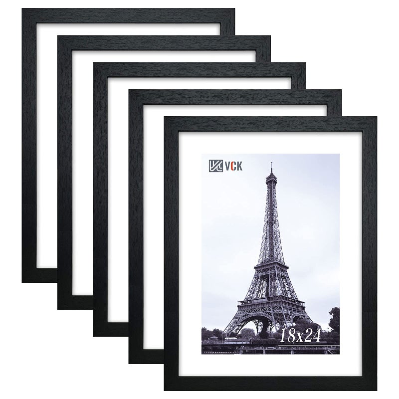 VCK 18x24 Poster Frame in Black with Polished Plexiglass Set of 5 Horizontal and Vertical Formats with Included Hanging Hardware