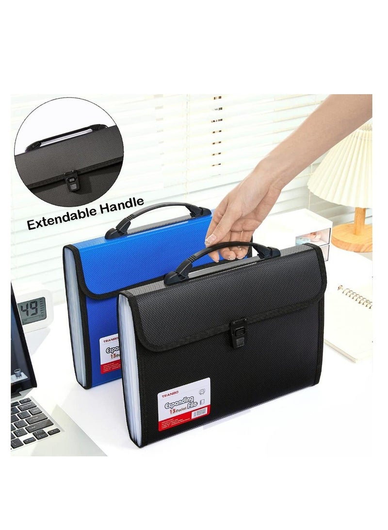 Generic Expanding File Folders A4, 13 Pockets Expanding File Folder Organiser with Handle, Accordion File Organiser, Plastic Document Wallet for Paperwork A4, for Travel School Office Home (Black)  - Image 5
