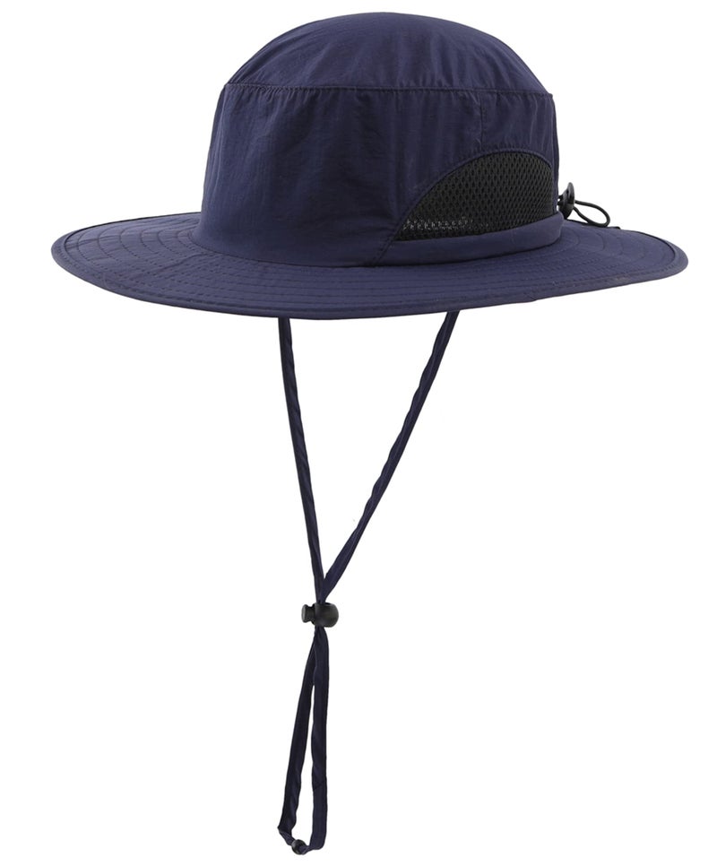 LLmoway Sun Hat for Boys Girls Summer Breathable Quick Dry UV Protection Safari Hat with Strap Navy - Image 1