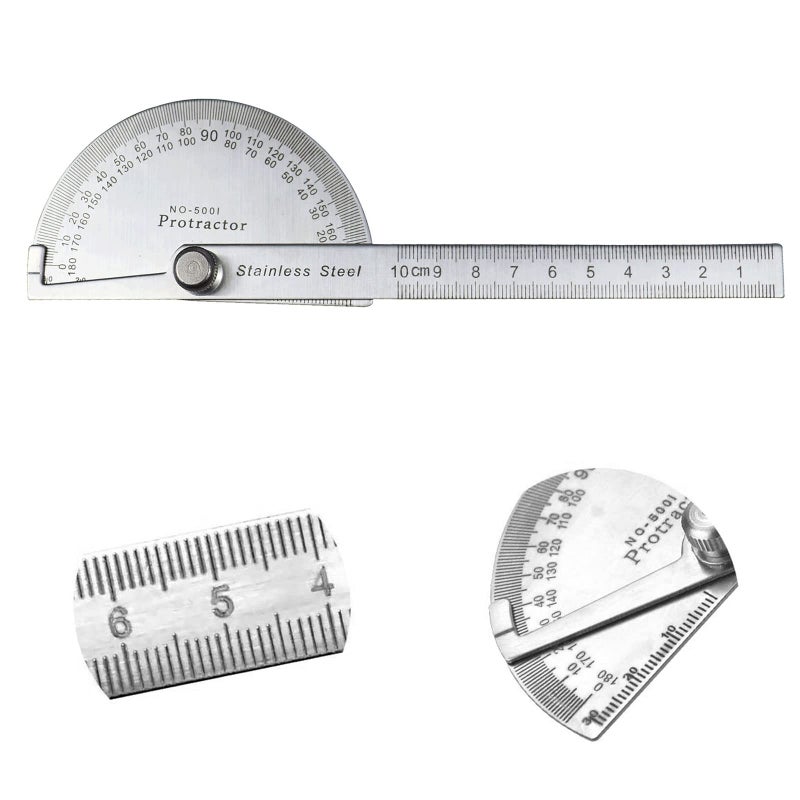 Protractor with Open Arc, 0-180 Degree Stainless Steel Protractor, Angle Finder Ruler, Stainless Steel Protractor Goniometer Angle Finder Gauge Protractor Stainless Steel Ruler for Painting Drawing
