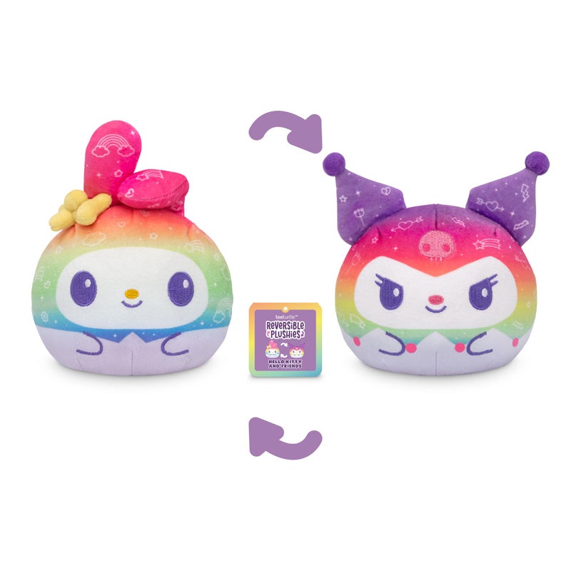 TeeTurtle Reversible Sanrio My Melody and Kuromi Plushie 4-Inch Rainbow Two-Sided Flip Plush Toy with Embroidered Details - Cute Mini Collectible Plush for Kids, Teens, and Adults - Image 3