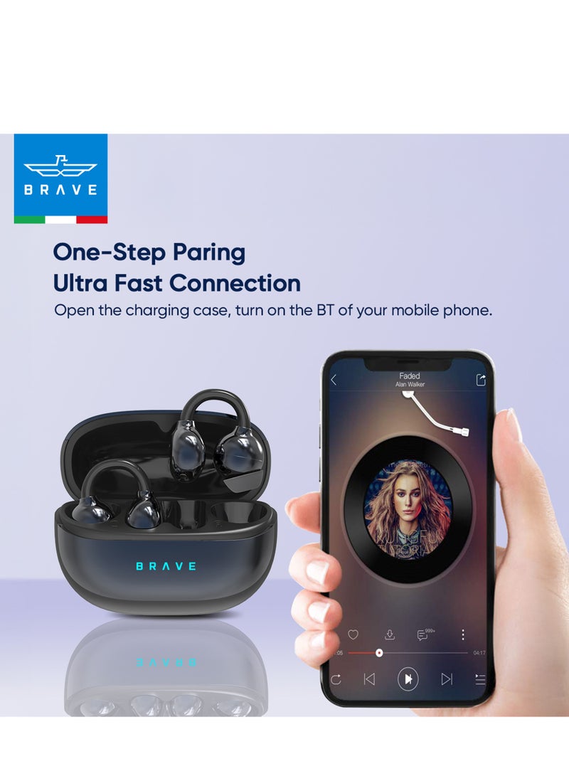 Bluetooth 5.4 Wireless Earbuds with Open-Ear Clip Design - Lightweight Open-Ear Sports Earphones with Charging Case, 12mm Dynamic Drivers, High-Fidelity Sound, Adaptive Comfort Fit for Running, Workout, Gym, Sweat Resistant, Secure Clip Design for All-Day Use