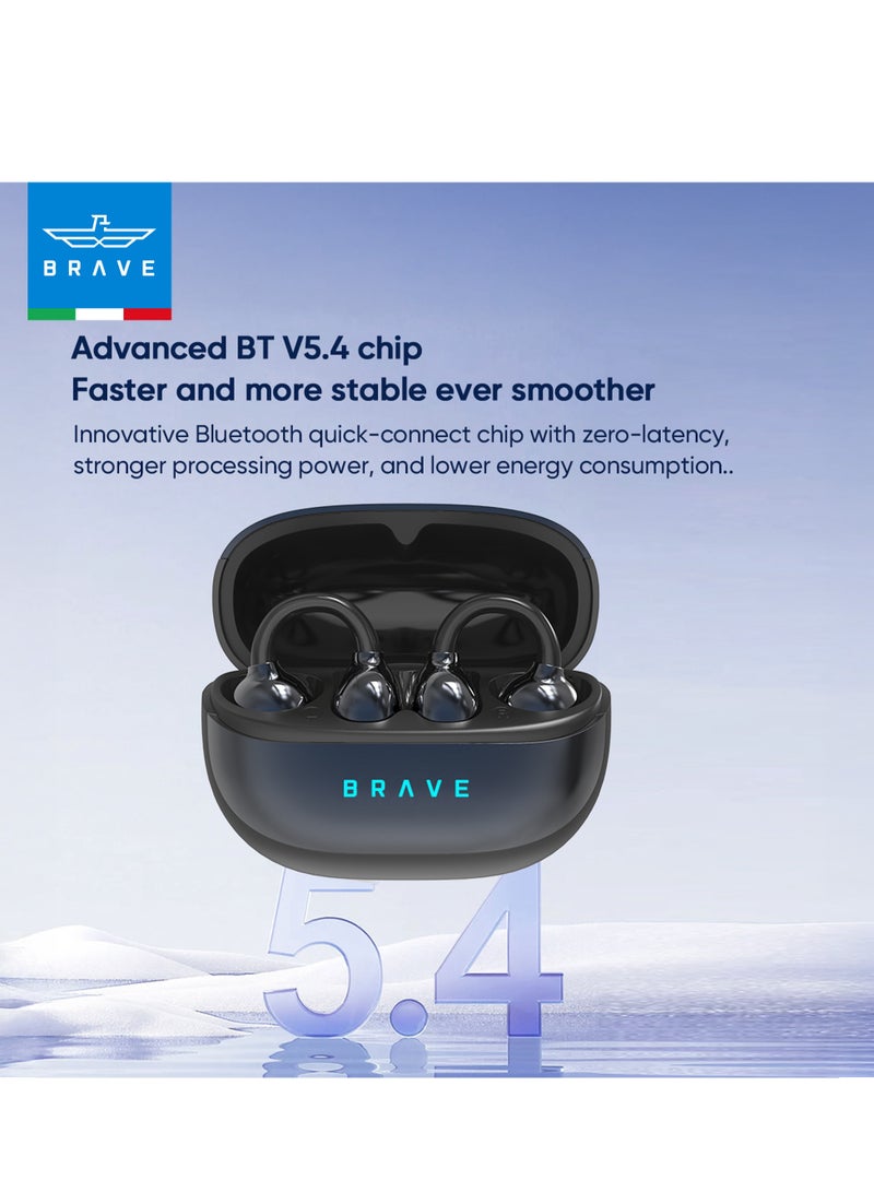 Bluetooth 5.4 Wireless Earbuds with Open-Ear Clip Design - Lightweight Open-Ear Sports Earphones with Charging Case, 12mm Dynamic Drivers, High-Fidelity Sound, Adaptive Comfort Fit for Running, Workout, Gym, Sweat Resistant, Secure Clip Design for All-Day Use