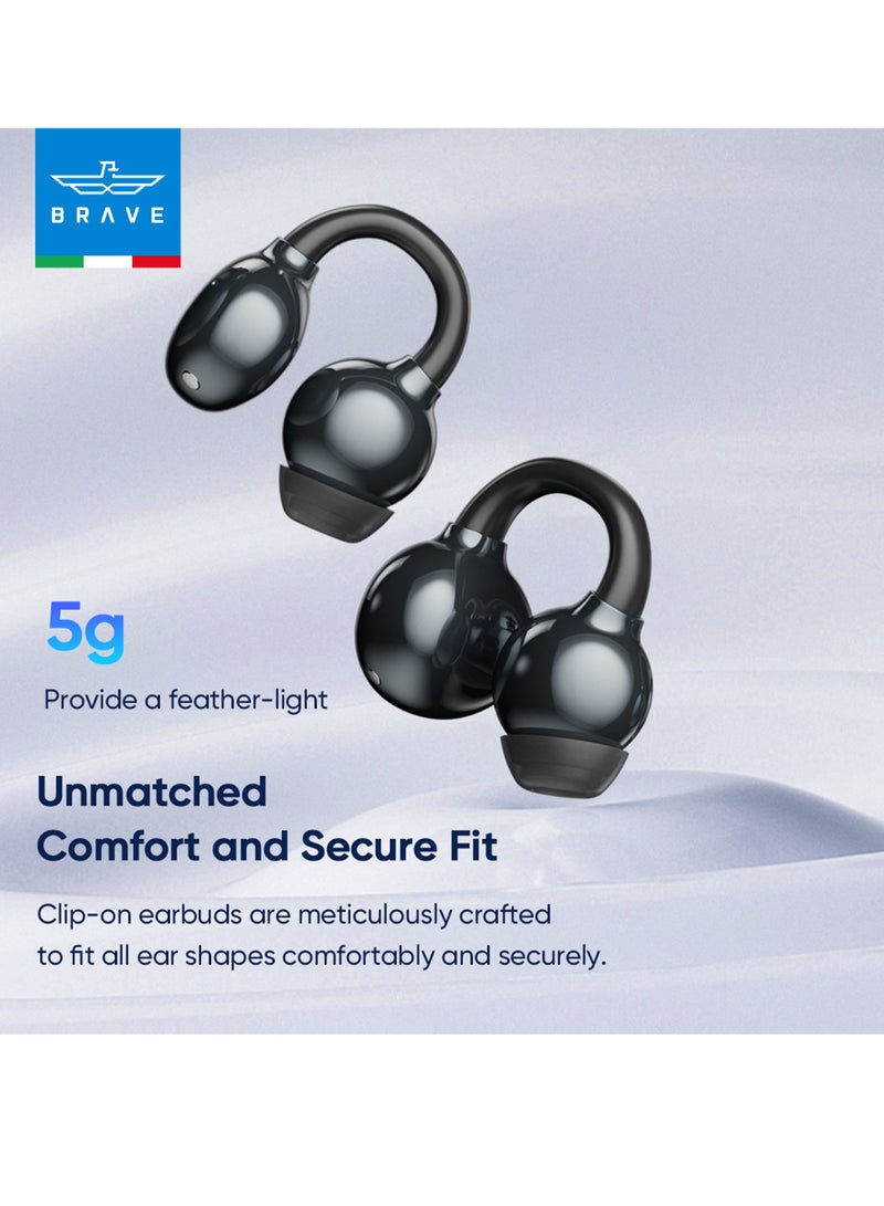 Bluetooth 5.4 Wireless Earbuds with Open-Ear Clip Design - Lightweight Open-Ear Sports Earphones with Charging Case, 12mm Dynamic Drivers, High-Fidelity Sound, Adaptive Comfort Fit for Running, Workout, Gym, Sweat Resistant, Secure Clip Design for All-Day Use